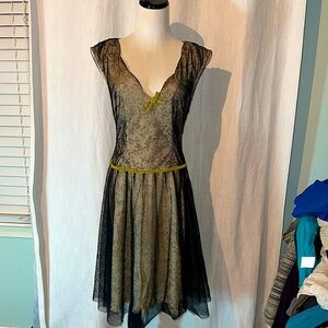 Free people black lace overlay dress
